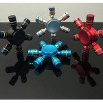 Wholesale 6 Stick Wheel Aluminum Fidget Spinner with Detachable Stick Toy for Autism Adult, Child (Mix Color)